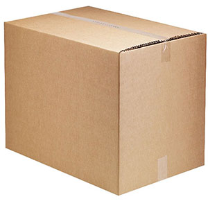 Standard brown cardboard box.